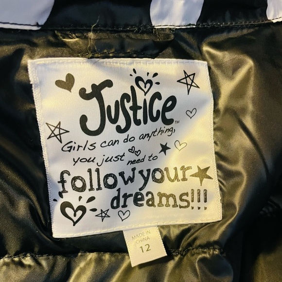 Justice Girls Puff Jacket• SZ 12 - Picture 3 of 3